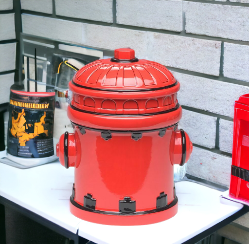 Ceramic Red Fire Hydrant Cookie Jar Gift for Fire Fighter Fire Station Decor Home Decor Gift for Him Gift for Her