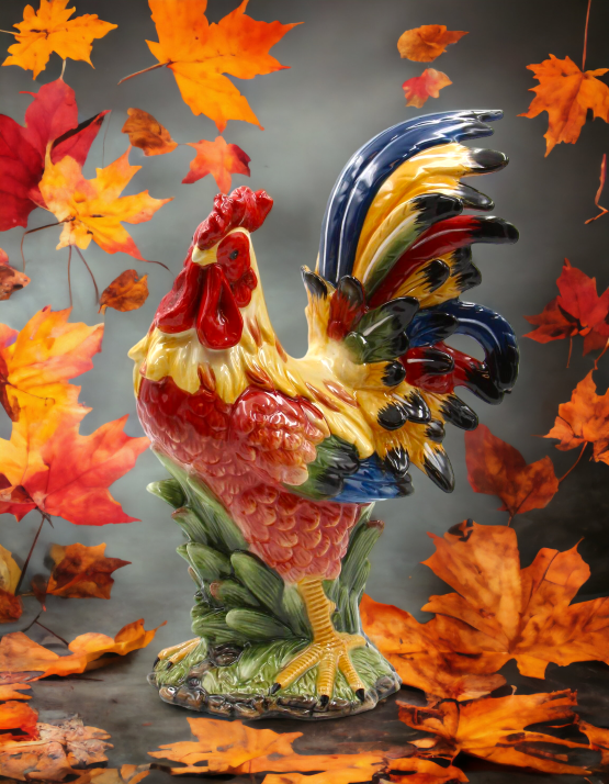 Ceramic Red Rooster Statue Home Décor Gift for Her Gift for Mom Kitchen Décor Farmhouse Décor Fall Decor - Sculptures &