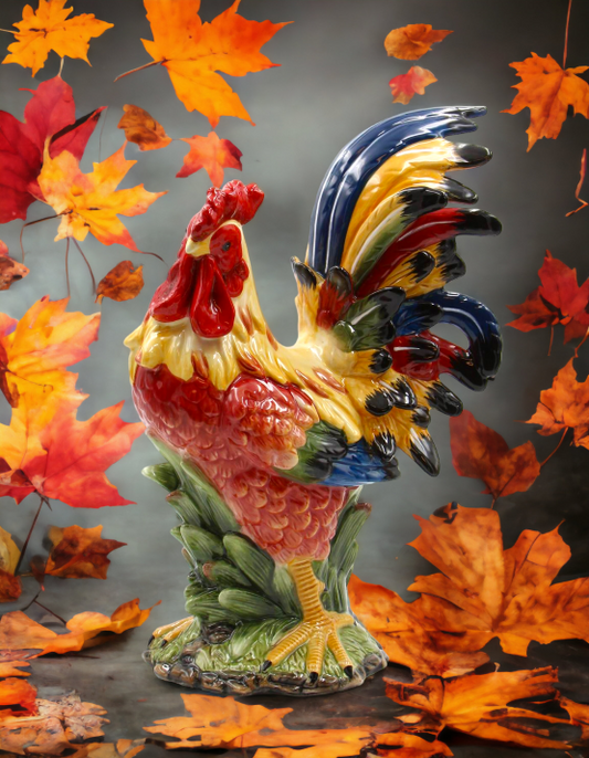 Ceramic Red Rooster Statue Home Décor Gift for Her Gift for Mom Kitchen Décor Farmhouse Décor Fall Decor - Sculptures &