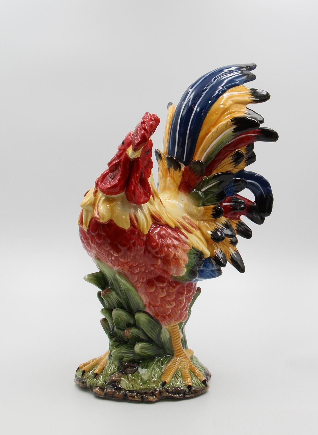 Ceramic Red Rooster Statue Home Décor Gift for Her Gift for Mom Kitchen Décor Farmhouse Décor Fall Decor - Sculptures &