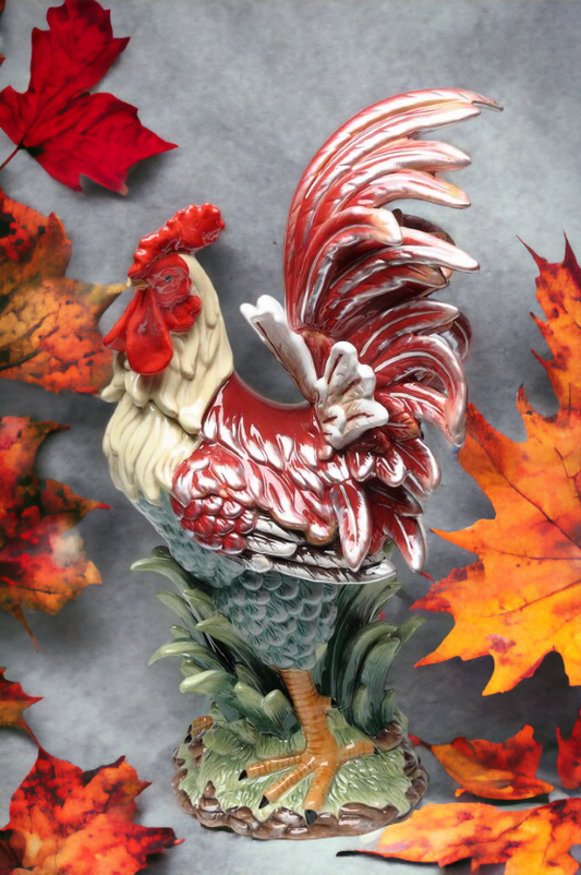 Ceramic Red Rooster Statue Home Décor Gift for Her Gift for Mom Kitchen Décor Farmhouse Décor Fall Decor - Sculptures &