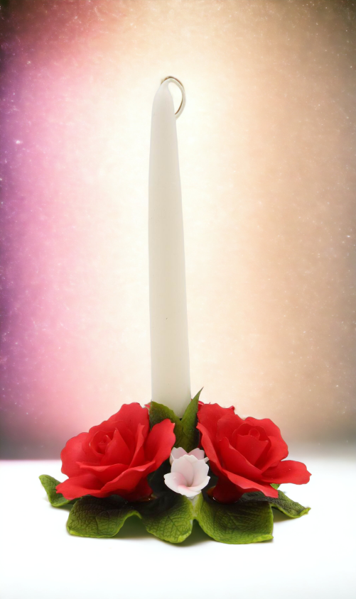 Ceramic Red Rose Flower Candle Holder Wedding Décor or Gift Anniversary Décor or Gift Home Décor - Candle holder