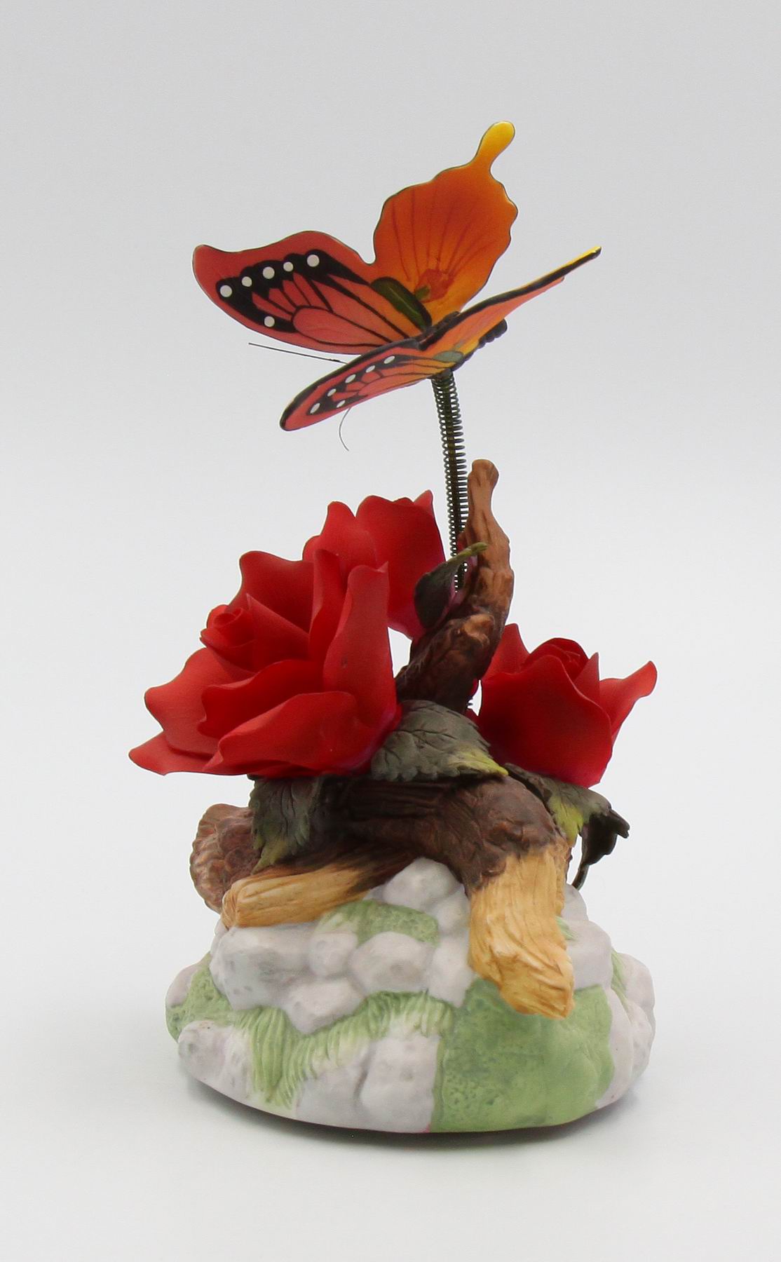 Ceramic Red Rose with Butterfly Figurine Home Décor Gift for Her Gift for Mom Nature Lover Gift - Figurine