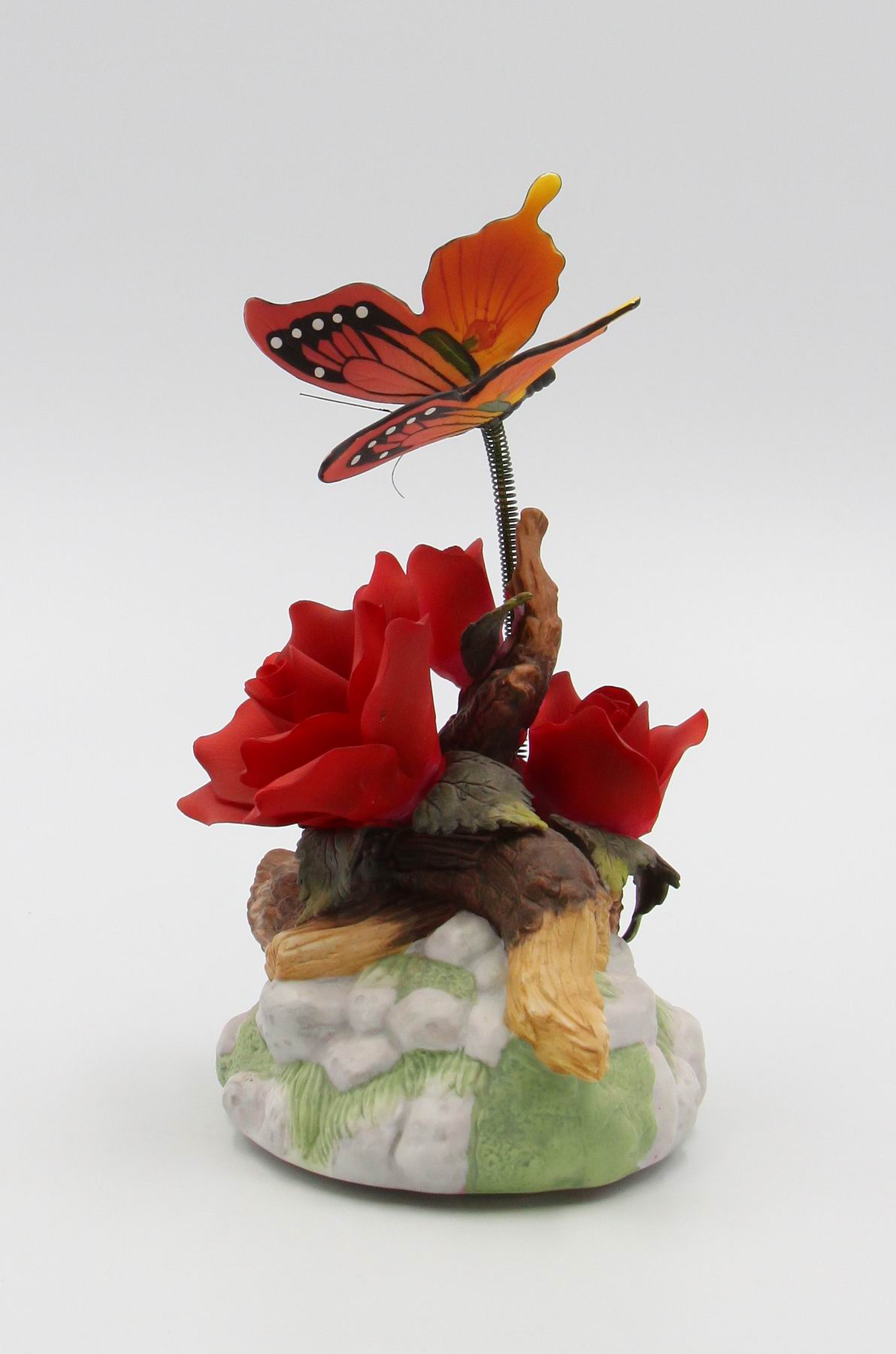 Ceramic Red Rose with Butterfly Figurine Home Décor Gift for Her Gift for Mom Nature Lover Gift - Figurine