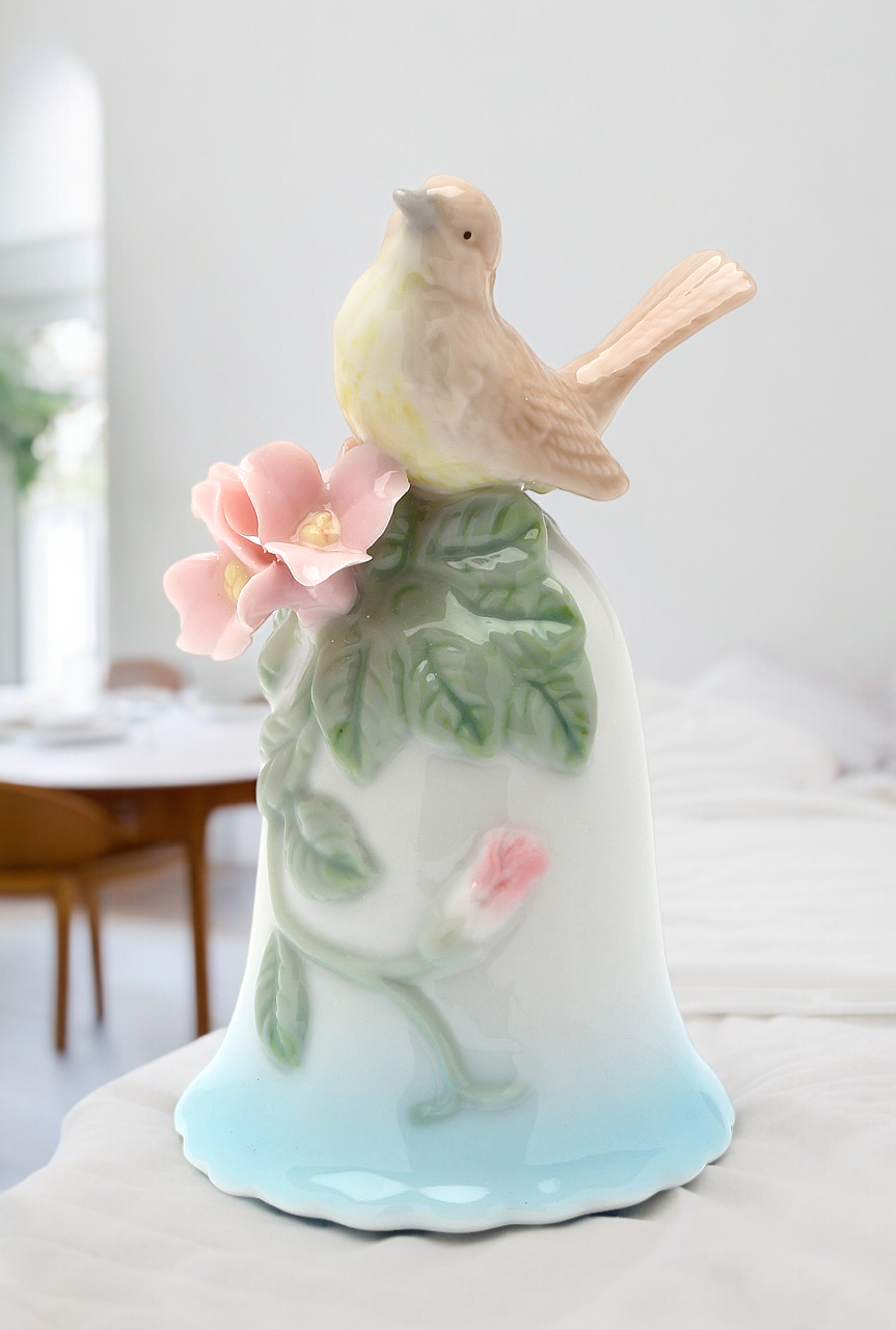 Ceramic Robin Bird Mini Bell Gift for Birdwatcher Gift for Her Gift for Mom Home Decor - Bell