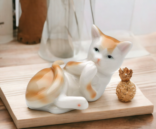 Ceramic Rolling Cat Figurine Home Décor Gift for Her Gift for Mom Gift for Daughter Cat Lovers Gift Pet Loss Gift