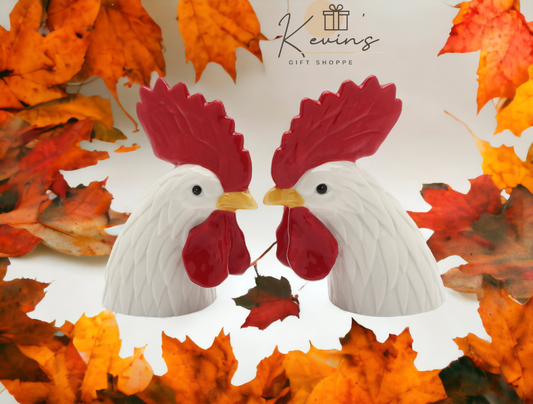 Ceramic Rooster Head Salt & Pepper Shakers Home Décor Gift for Her Gift for Mom Kitchen Décor Farmhouse Décor Fall