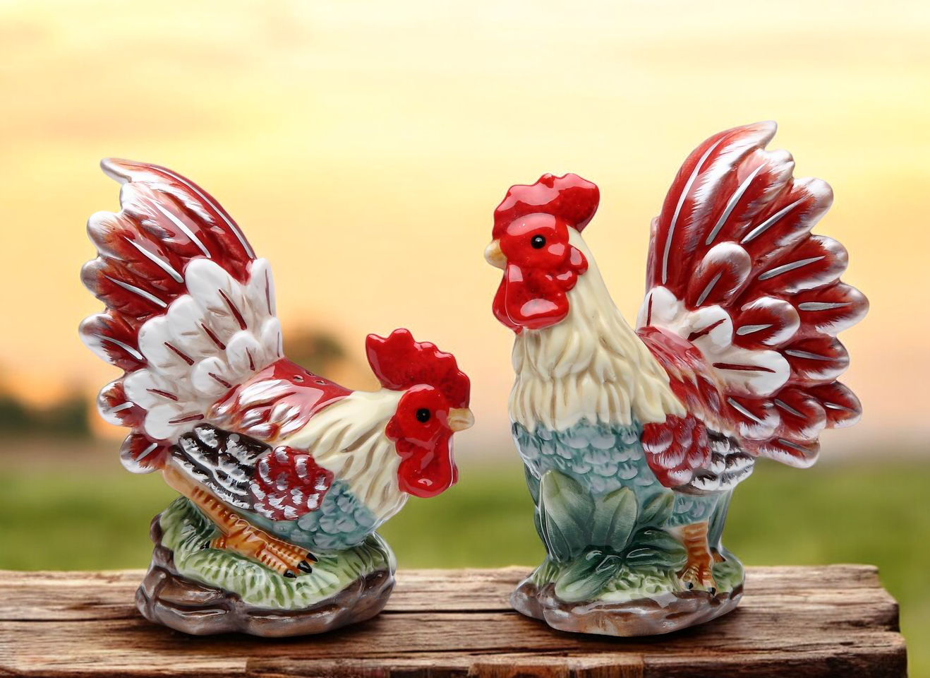 Ceramic Rooster Salt & Pepper Shakers Home Décor Gift for Her Gift for Mom Kitchen Décor Dining Table Décor Farmhouse