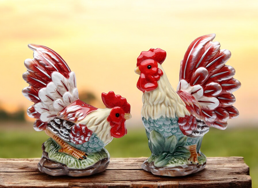 Ceramic Rooster Salt & Pepper Shakers Home Décor Gift for Her Gift for Mom Kitchen Décor Dining Table Décor Farmhouse
