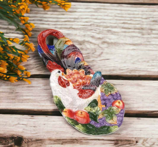 Ceramic Rooster Spoon Rest Home Décor Gift for Her Gift for Mom Kitchen Décor Farmhouse Décor Fall Decor - Spoon Rests