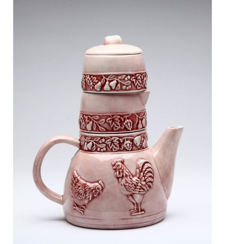 Ceramic Rooster Teapot with Sugar and Creamer Set Farmhouse Kitchen Decor Gift for Her - teapot