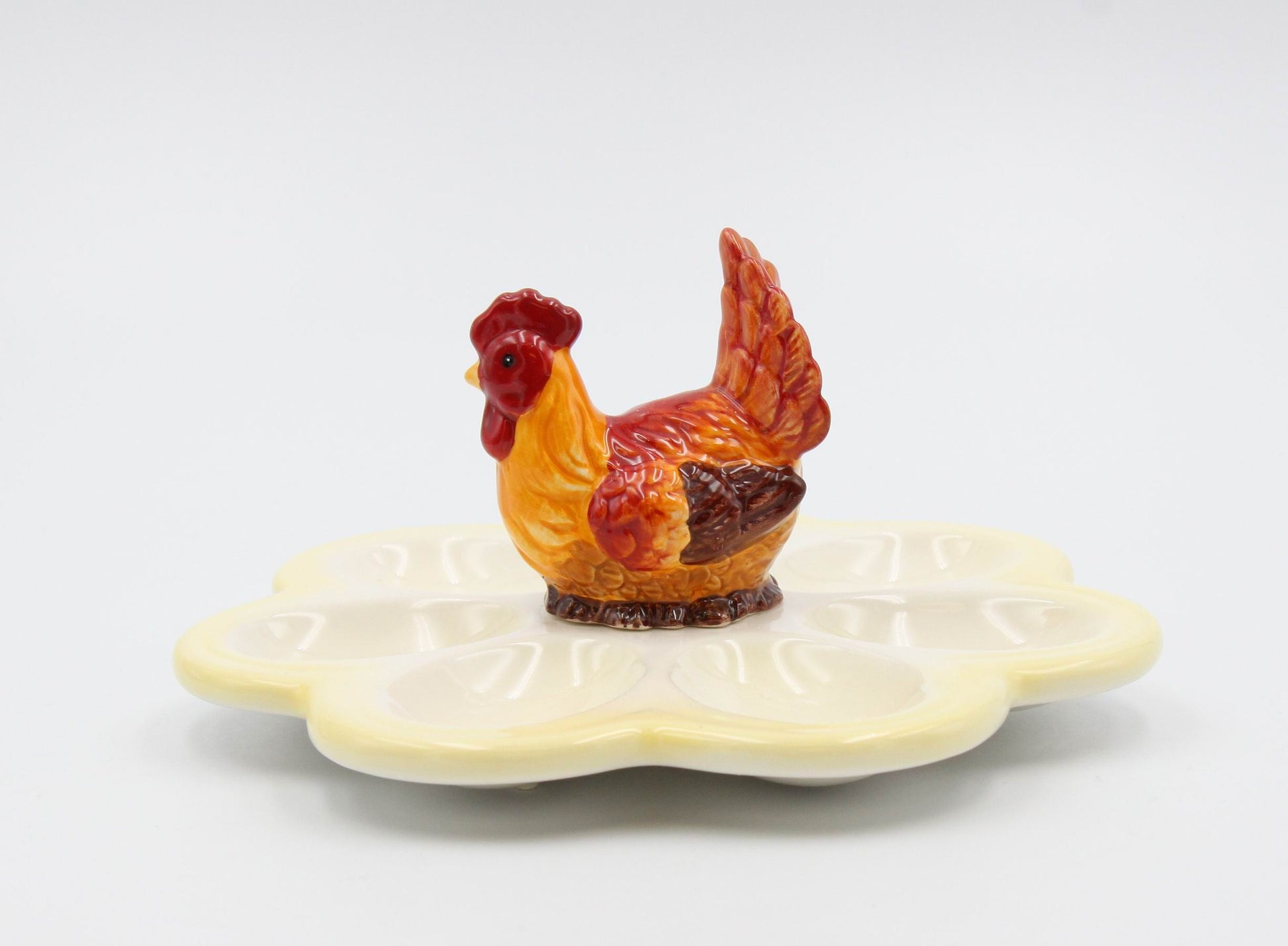 Ceramic Rooster Yellow Egg Dish Home Décor Gift for Her Gift for Mom Kitchen Décor Farmhouse Décor Fall Decor - Plates