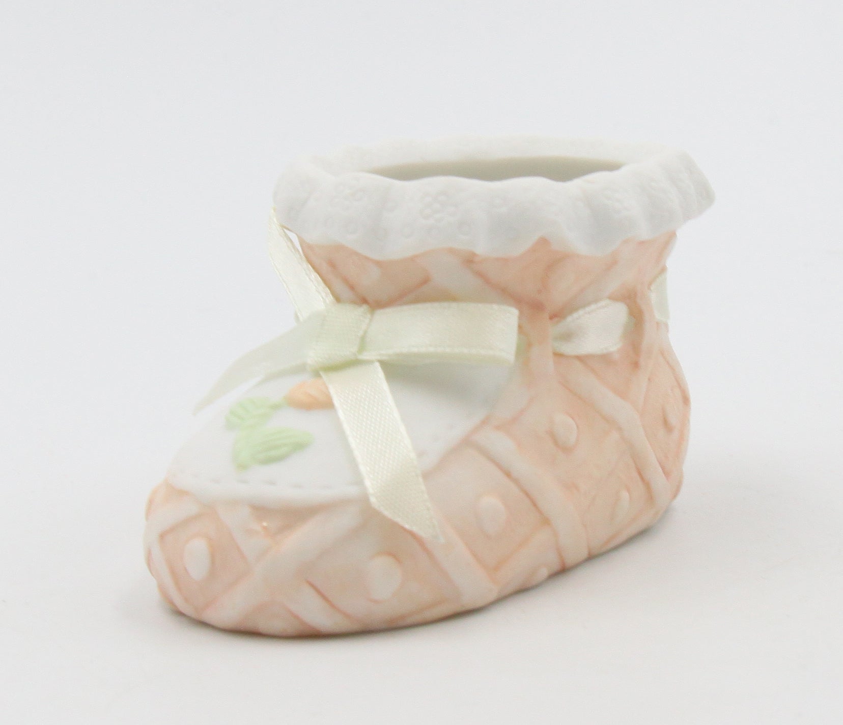 Ceramic Rose Bud Girl Bootie Figurine Home Décor Nursery Room Décor Baby Shower Gift - Figurine