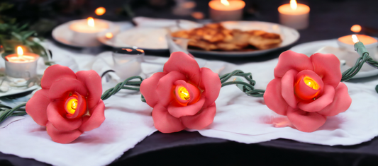Ceramic Rose Flower Light Covers-Set of 3 Valentines Day Decor Wedding Decor Romantic Decor Gift for Her GIft for Mom
