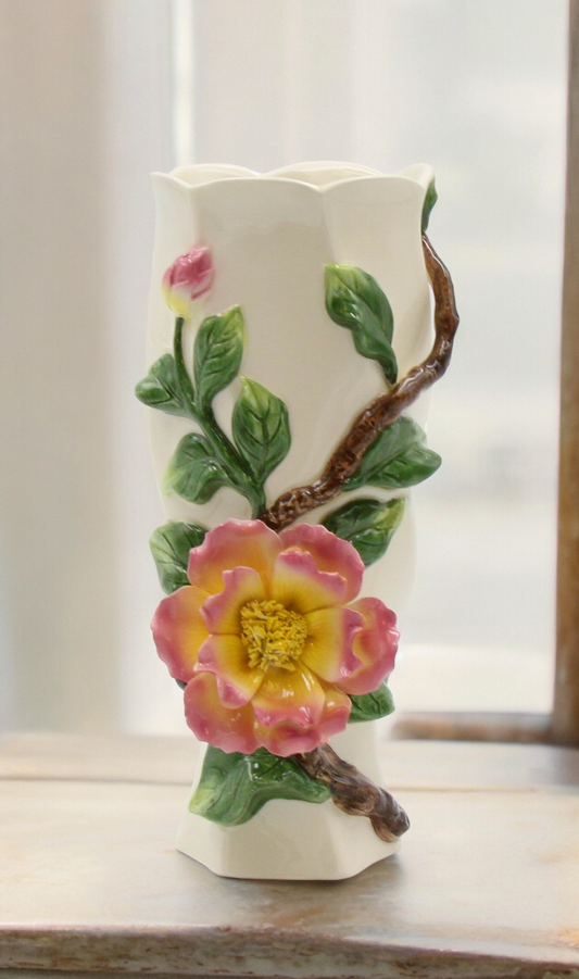 Ceramic Rose Flower Vase Home Decor Gift for Her Gift for Mom - vase