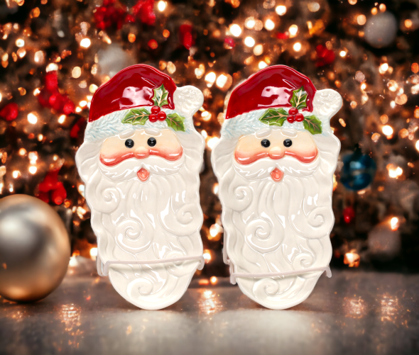 Ceramic Santa Candy Dish/Spoon Rest Set/2 Home Décor Gift for Her Gift for Mom Kitchen Décor Christmas Décor - Plates