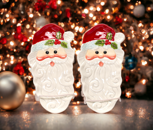 Ceramic Santa Candy Dish/Spoon Rest Set/2 Home Décor Gift for Her Gift for Mom Kitchen Décor Christmas Décor - Plates
