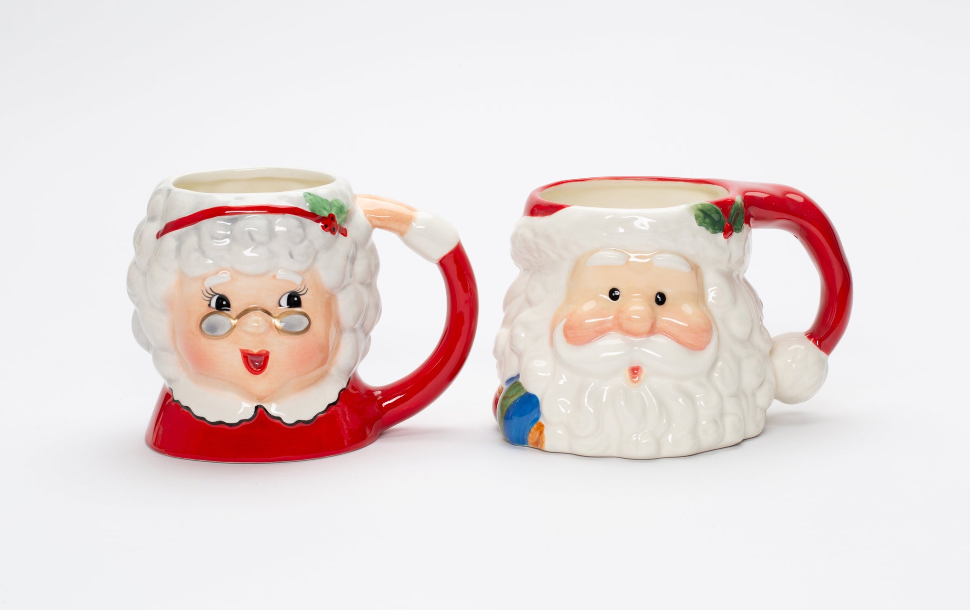 Ceramic Santa Claus and Mrs. Claus Mugs Pair Home Décor Gift for Her Gift for Mom Kitchen Décor Christmas Décor - Mugs