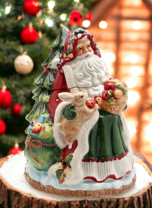 Ceramic Santa Fruitful Holiday Cookie Jar Home Décor Gift for Her Gift for Mom Kitchen Décor Christmas Décor - cookie