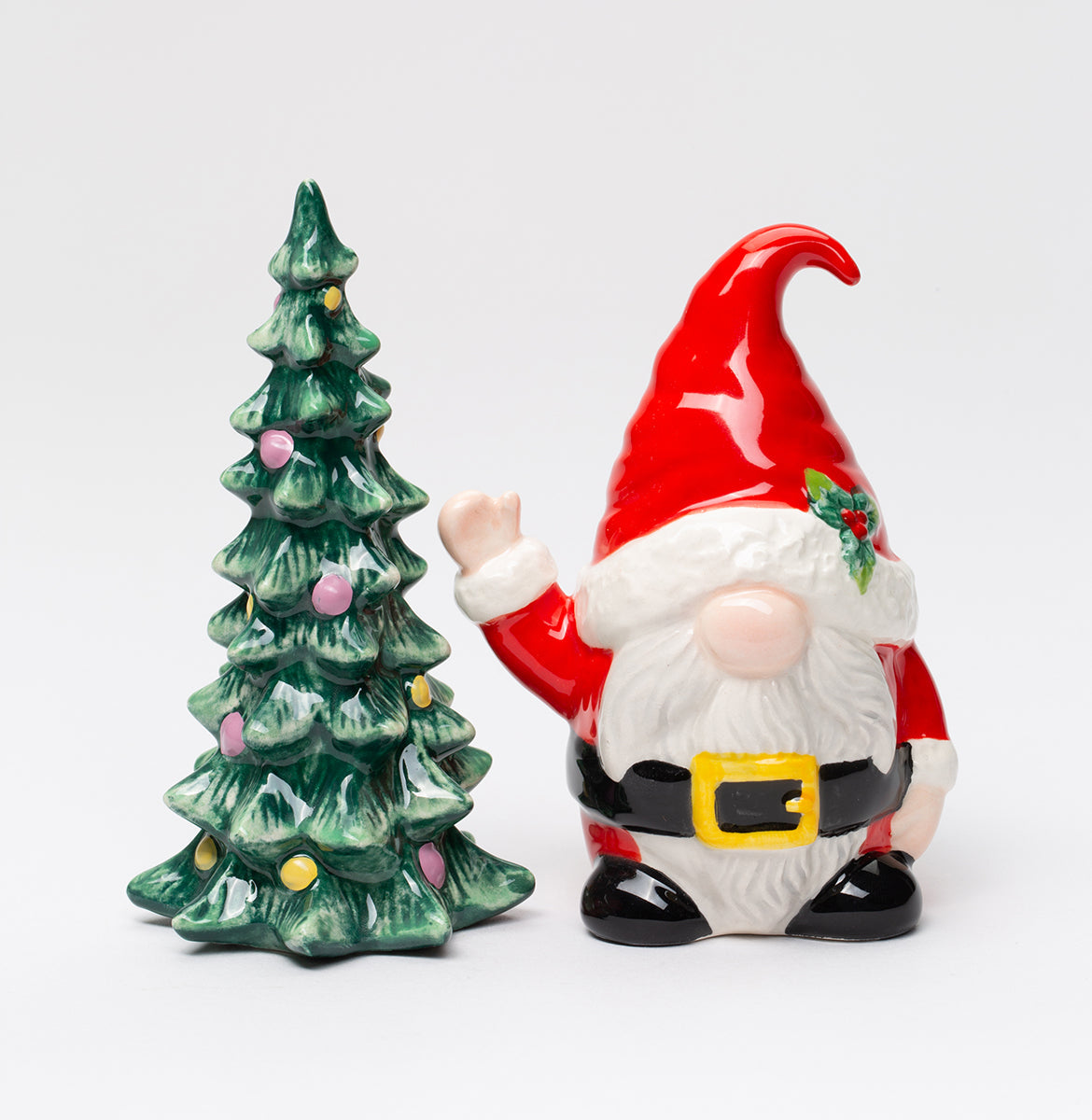 Ceramic Santa Gnome With Christmas Tree Salt And Pepper Shakers Fairy Garden Décor Gift for Her Gift for Mom Kitchen