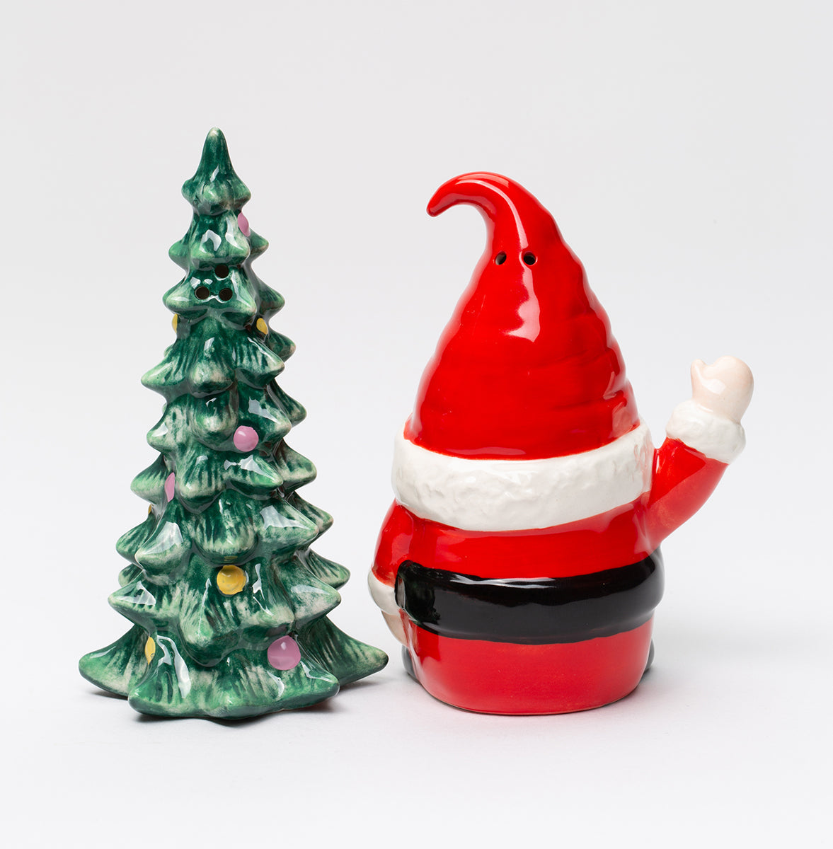 Ceramic Santa Gnome With Christmas Tree Salt And Pepper Shakers Fairy Garden Décor Gift for Her Gift for Mom Kitchen