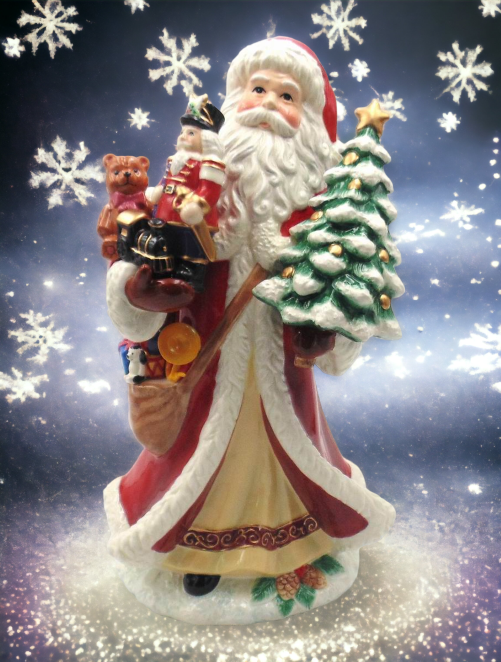 Ceramic Santa Holding Toys Statue Home Décor Gift for Her Gift for Mom Kitchen Décor Christmas Décor - Figurine