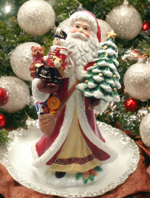 Ceramic Santa Holding Toys Statue Home Décor Gift for Her Gift for Mom Kitchen Décor Christmas Décor - Figurine