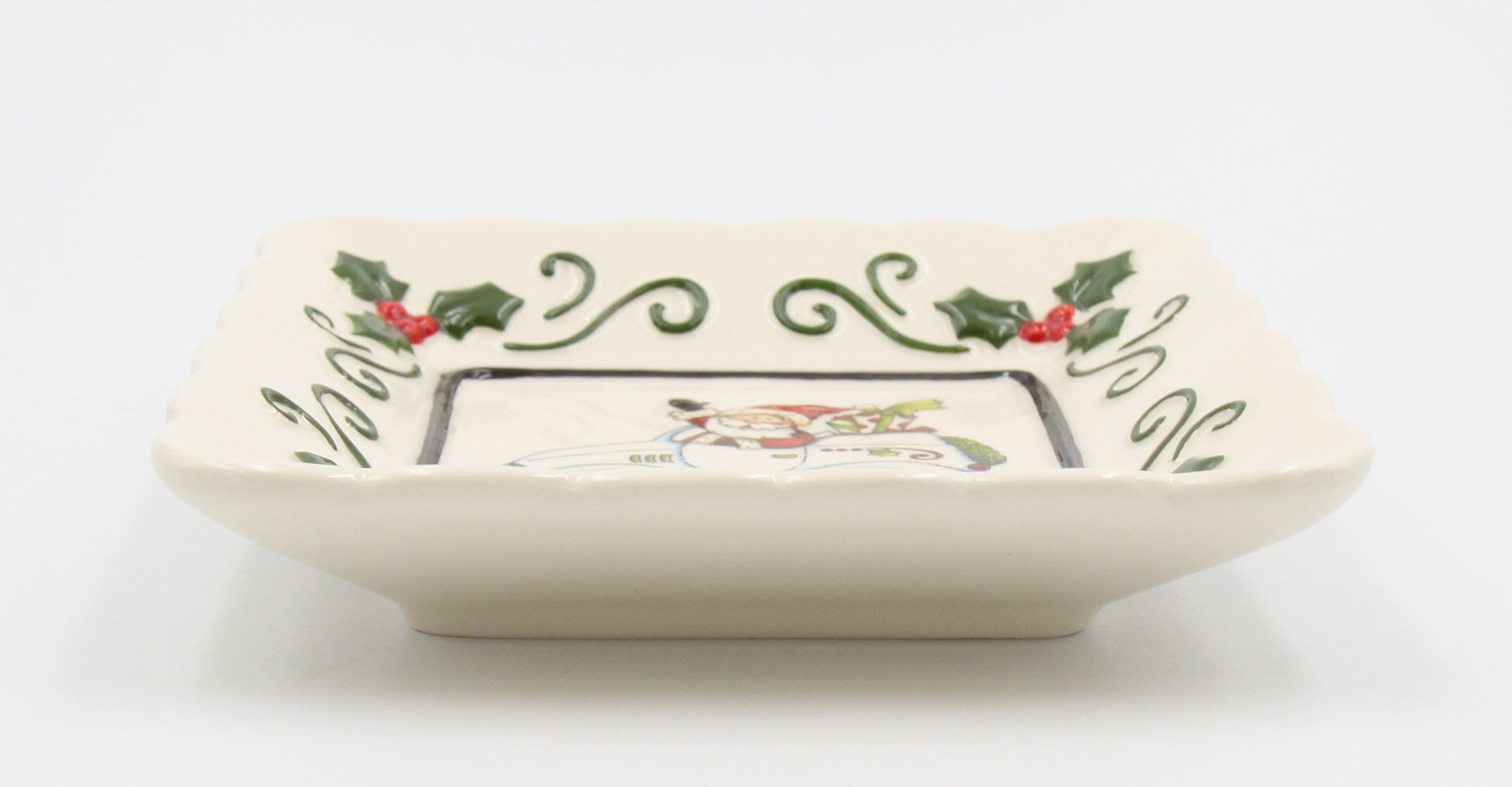 Ceramic Santa Is Coming To Town Driving Car Square Plate Set Of 3 Home Décor Gift for Her Gift for Mom Kitchen Décor