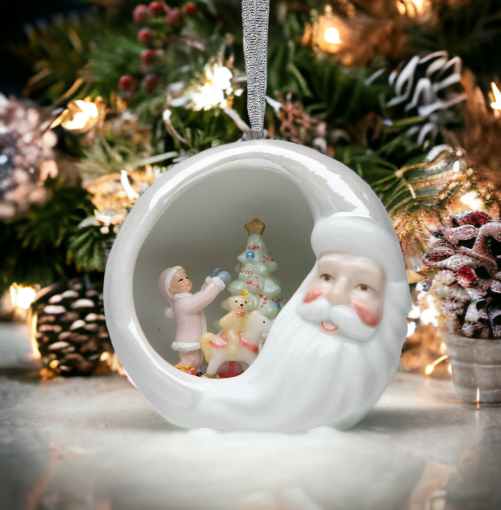 Ceramic Santa Ornament - Tree Decorating Home Décor Gift for Her Gift for Mom Kitchen Décor Christmas Décor - Holiday