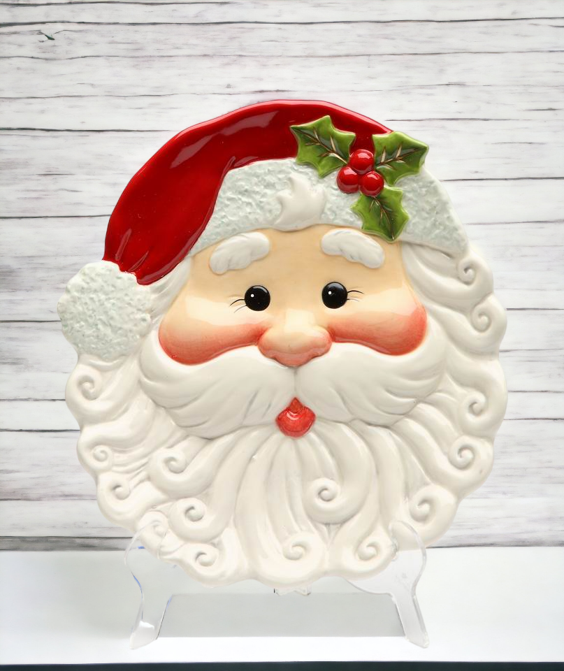 Ceramic Santa Plate (Set Of 4) Christmas Decor Gift for Her - decor plate