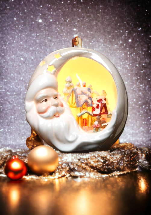 Ceramic Santa Plug-In Night Light With House Scene Home Décor Gift for Her Gift for Mom Kitchen Décor Christmas Décor