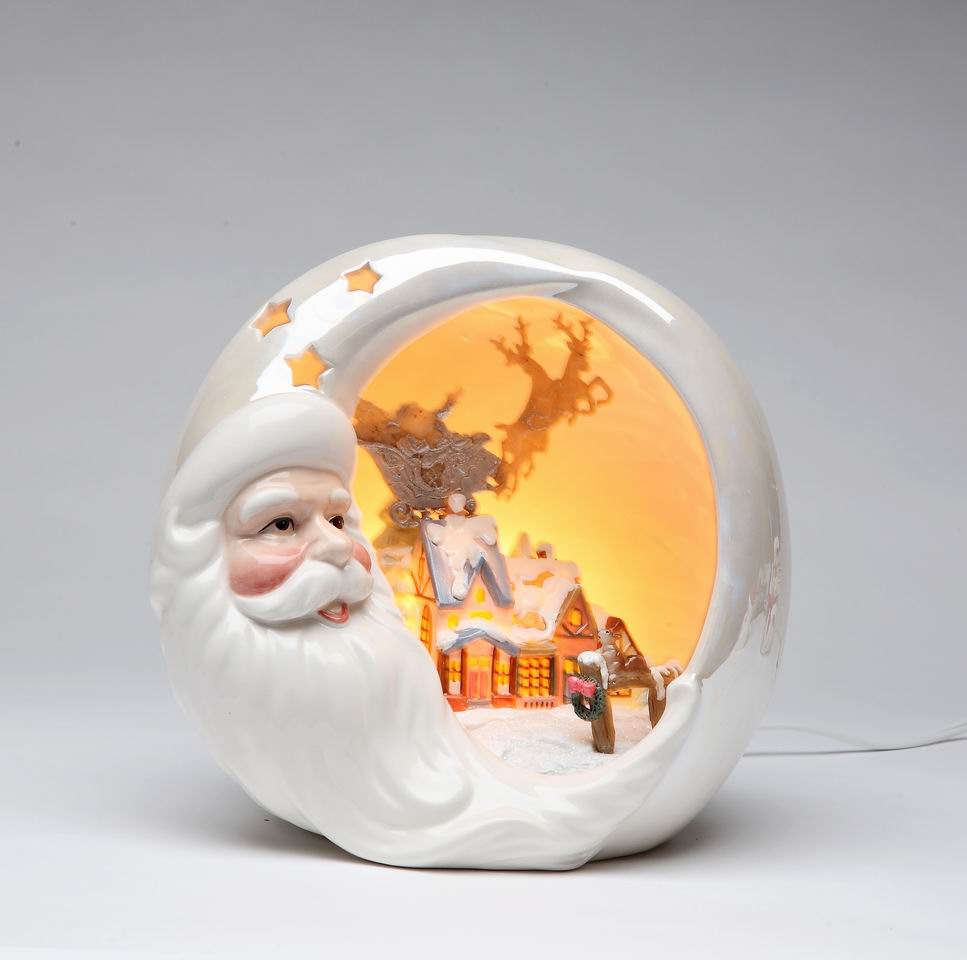 Ceramic Santa With Christmas House Night Light Home Décor Gift for Her Gift for Mom Kitchen Décor Christmas Décor