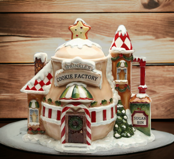 Ceramic Santa’s Village Cookie Jar Home Décor Gift for Her Gift for Mom Kitchen Décor Christmas Décor Cafe Decor