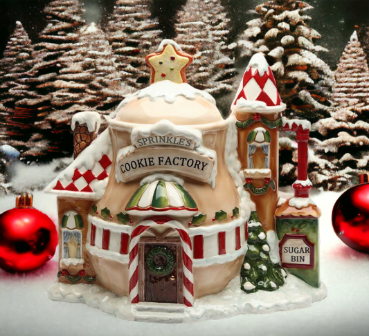 Ceramic Santa’s Village Cookie Jar Home Décor Gift for Her Gift for Mom Kitchen Décor Christmas Décor Cafe Decor