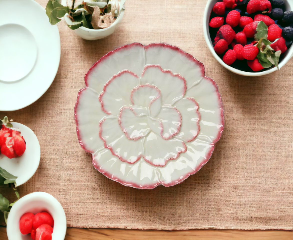 Ceramic Set Of 4 Carnation Flower Plates Home Décor Gift for Her Gift for Mom Spring Décor Party Décor Wedding Decor