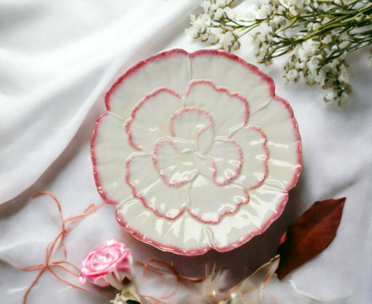 Ceramic Set Of 4 Carnation Flower Plates Home Décor Gift for Her Gift for Mom Spring Décor Party Décor Wedding Decor
