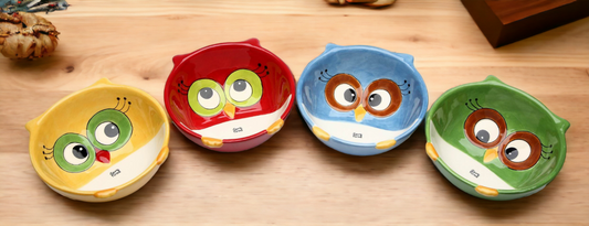 Ceramic Set Of 4 Owl Bowls Home Décor Gift for Her Gift for Mom Kitchen Décor Birdwatcher Gift - Bowls