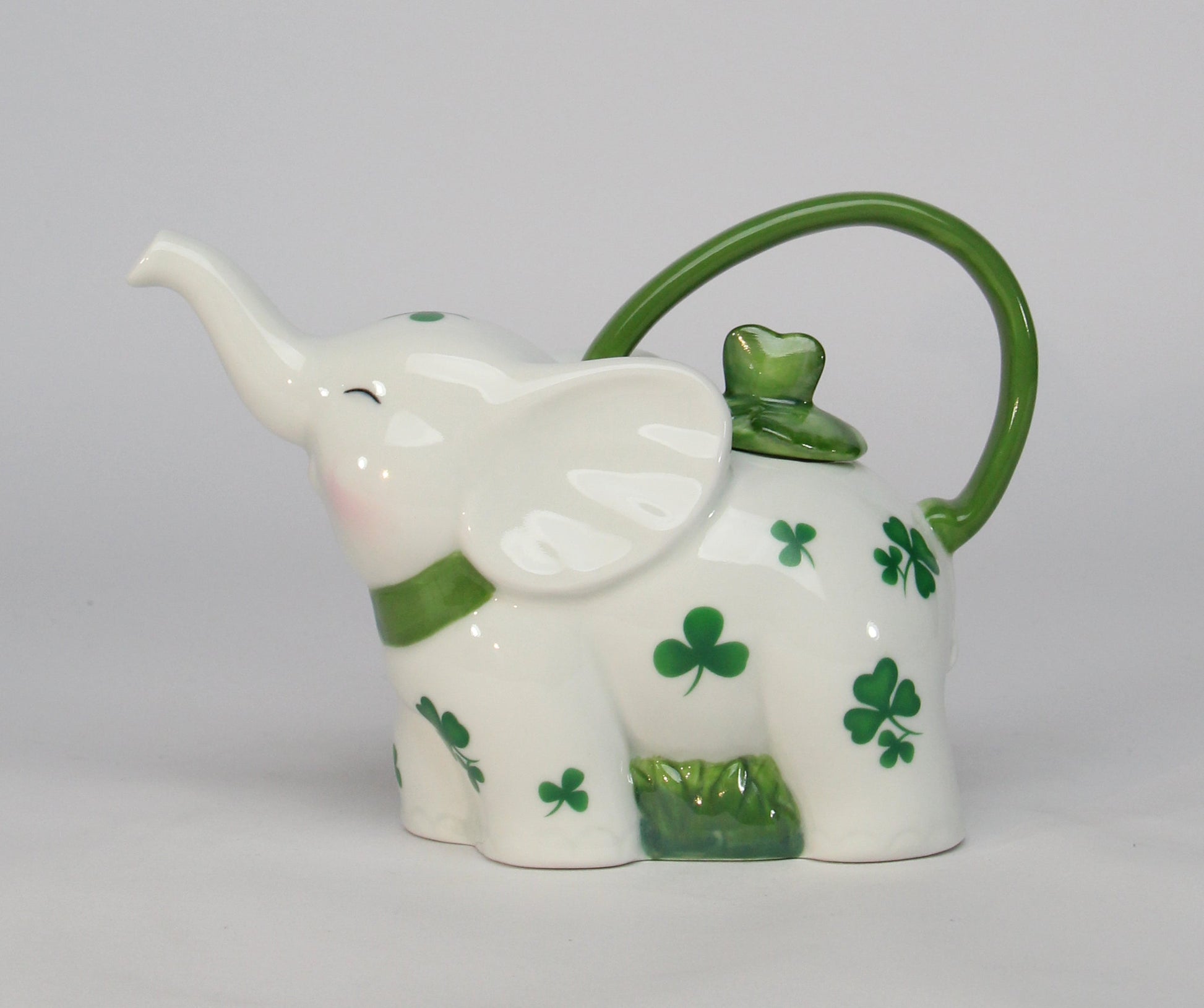 Ceramic Shamrock Design Elephant Teapot Home Décor Gift for Her Gift for Mom Kitchen Décor Irish Saint Patrick’s Day