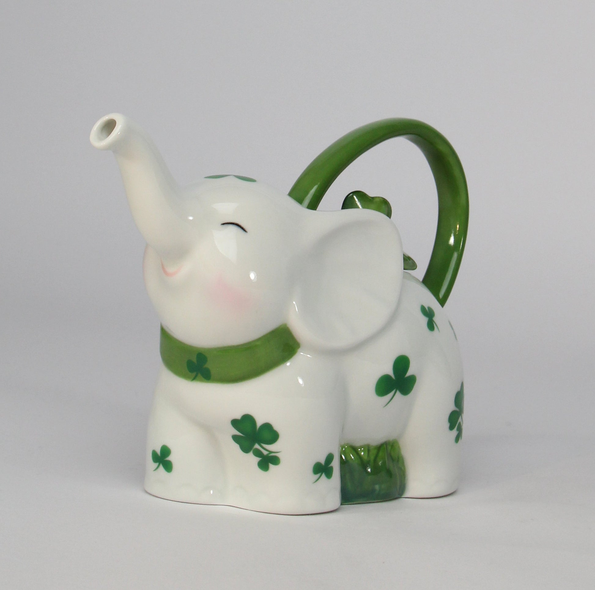 Ceramic Shamrock Design Elephant Teapot Home Décor Gift for Her Gift for Mom Kitchen Décor Irish Saint Patrick’s Day