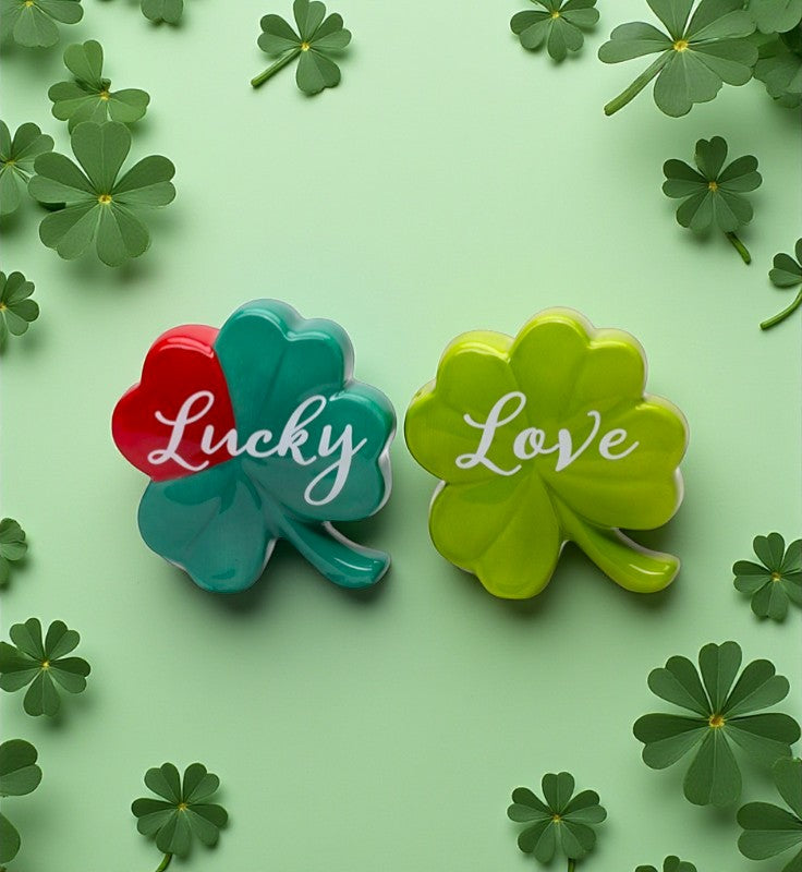 Ceramic Shamrock Lucky Love Salt and Pepper Shakers Saint Patrick’s Day Decor Irish Decor Gift for Her - Salt & Pepper