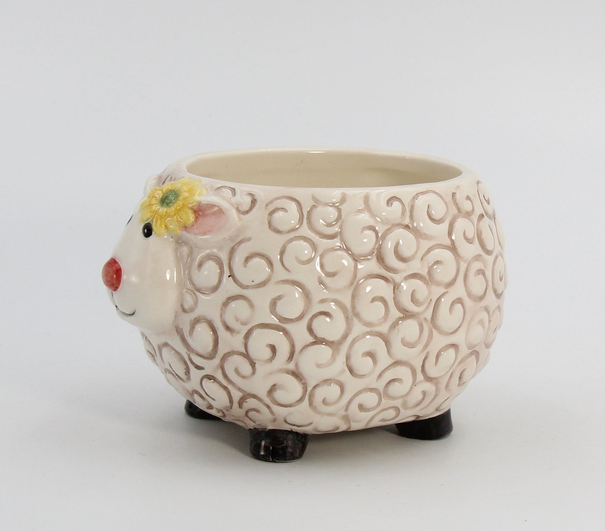 Ceramic Sheep with Sunflower Bowl or Indoor Planter Home Décor Gift for Her Gift for Mom Kitchen Décor Farmhouse Decor