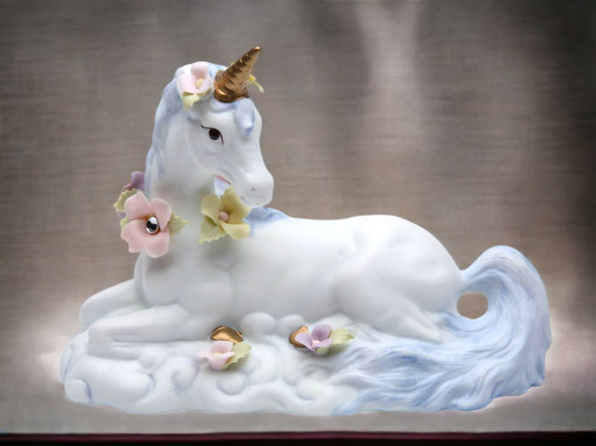 Ceramic Sitting Unicorn Figurine Home Decor Gift for Her Gift for Daughter Bedroom Decor Fantasy Decor Vintage Decor