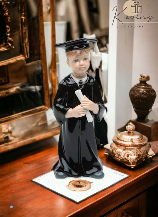 Ceramic Small Size Graduating Boy Figurine Gift for Him Gift for Son Graduation Gift Proud Parents - Figurines