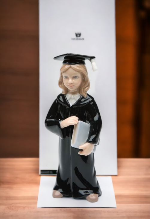 Ceramic Small Size Graduating Girl Figurine Gift for Her Gift for Daughter Proud Parents Graduation Gift - Figurines