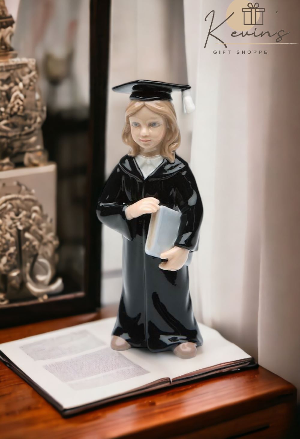 Ceramic Small Size Graduating Girl Figurine Gift for Her Gift for Daughter Proud Parents Graduation Gift - Figurines