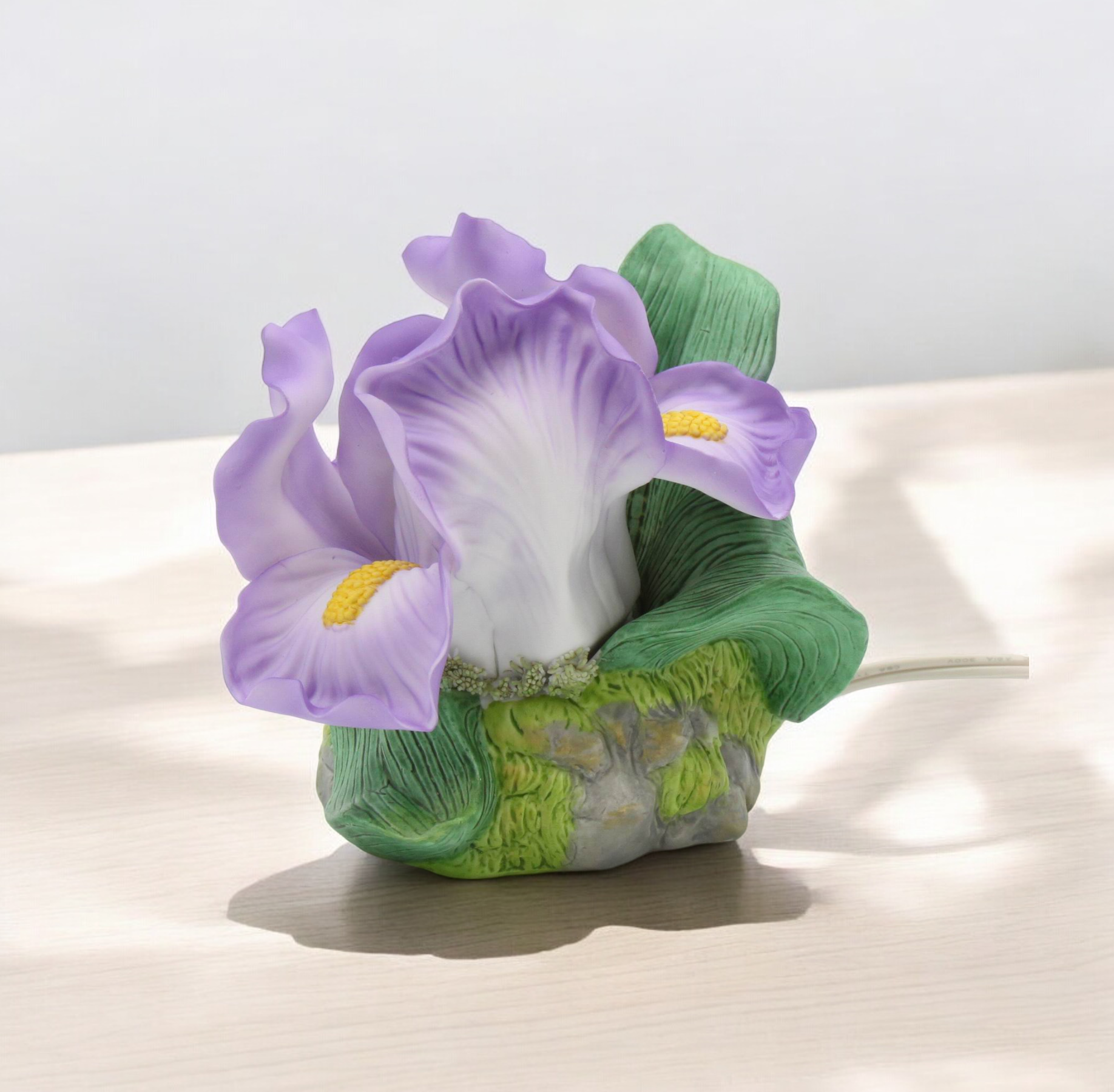 Ceramic Small Size Iris Flower Nightlight Spring Decor Garden Decor Gift for Her Gift for Mom Farmhouse Home Decor