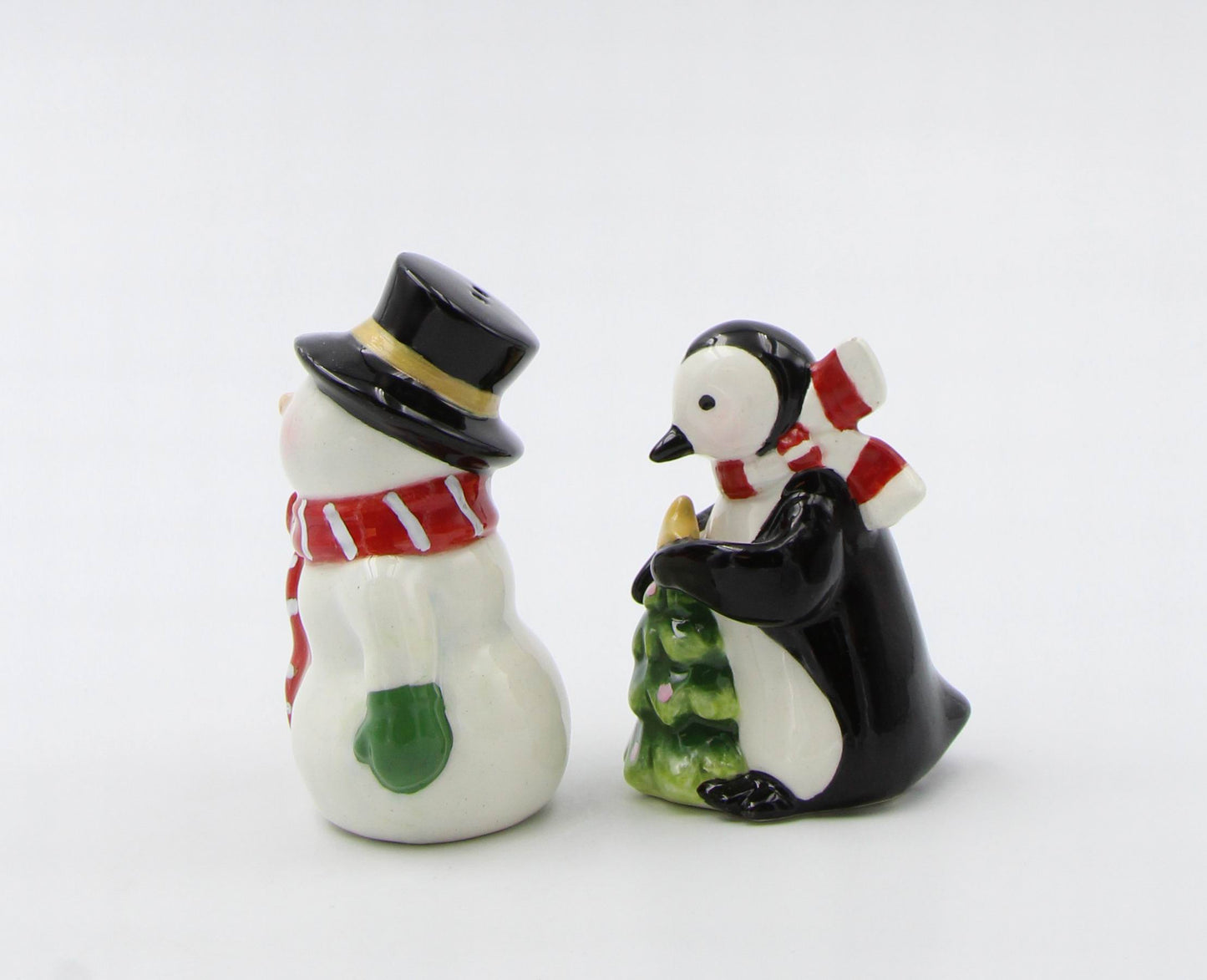Ceramic Snowman and Penguin Ceramic Salt and Pepper Shakers Home Décor Gift for Her Gift for Mom Kitchen Décor