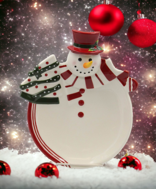 Ceramic Snowman Plate Home Décor Gift for Her Gift for Mom Kitchen Décor Christmas Décor - Plates