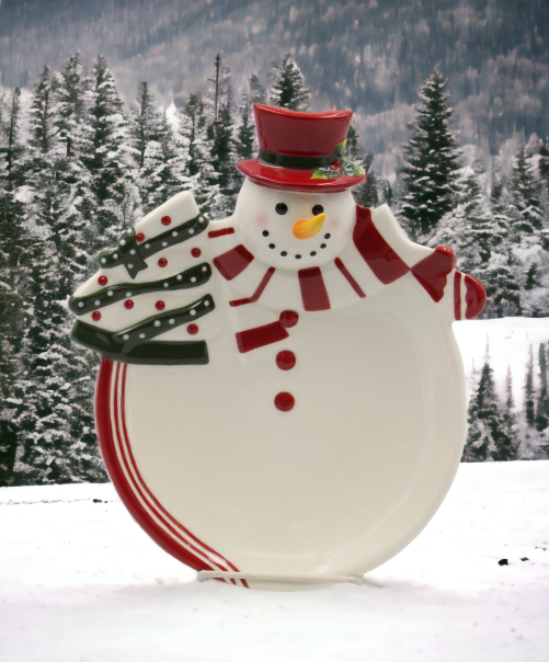 Ceramic Snowman Plate Home Décor Gift for Her Gift for Mom Kitchen Décor Christmas Décor - Plates