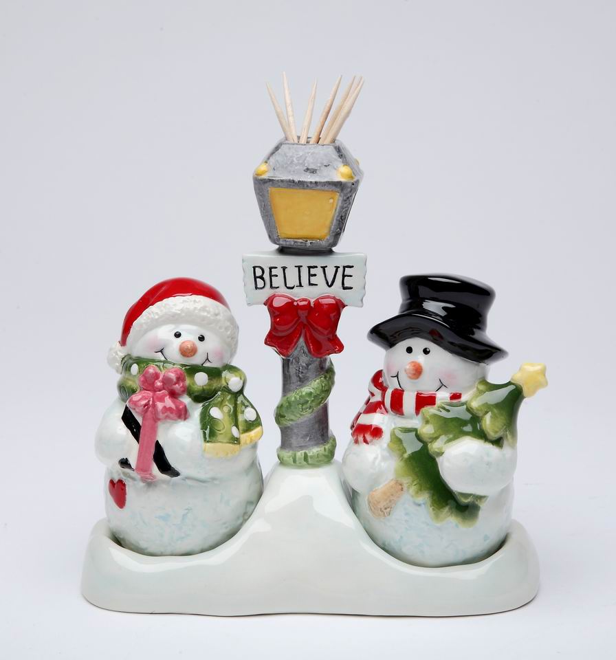 Ceramic Snowman Salt & Pepper And Toothpick Holder Home Décor Gift for Her Gift for Mom Kitchen Décor Christmas Décor